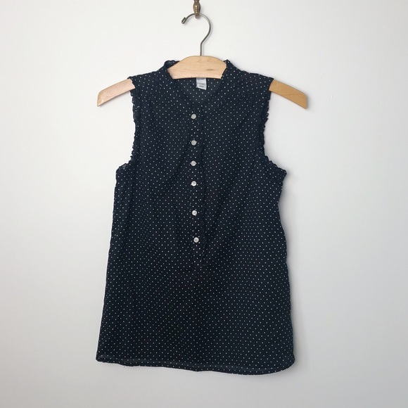 Old Navy Black Ruffle Blouse with White Polka Dots - Picture 1 of 6